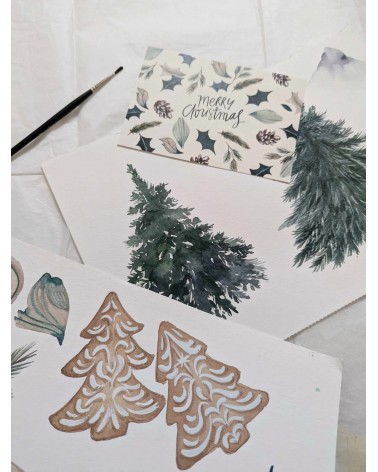 Initiation à l'aquarelle - cartes de Noël