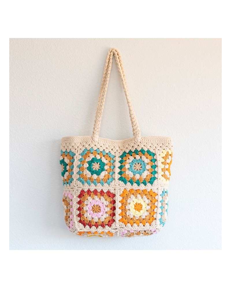 Coffret Créatif Sentosphère - Mon Sac En Patchwork Bleu Au Crochet - Initiation Granny Squares Dès 10 Ans - Laine Douce Inclus